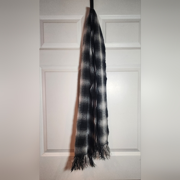 Old Navy Accessories - Old Navy Black and White Plaid Fringe Scarf